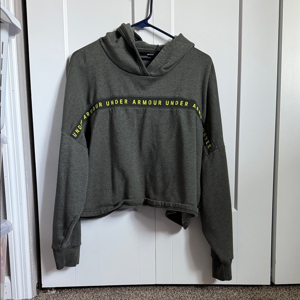 Under Armour Cropped Women's Charcoal Hoodie with Green Accents